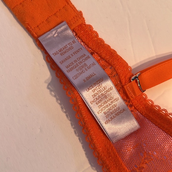 Savage X Fenty Bra Womens XS Perfect Poppies Unlined Lace Demi Racerback pink - Picture 7 of 10